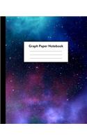Graph Paper Notebook: 5 x 5 squares per inch, Quad Ruled - 7.5 x 9.25 - Purple Star Sytems in Outer Space - Math and Science Composition Notebook for for Children, Kids, 