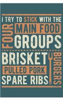 2020 Week To View Dated Planner Diary: 6x9 Inches Paperback BBQ Grill Four Main Food Groups Brisket Pulled Pork Burgers Spare Ribs