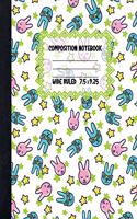 Pink Bunny Composition Notebook: Pretty Lined Paper Exercise Book for Kids - Wide Ruled Notebook for Schoolgirl - Unique Gift Idea with Cute Patterns