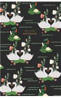 Arrow Press Notebook: Medium Ruled Journal/Diary for Notes Swans and Lily Pads on Classic Dark Gray