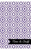 Notes & Stuff Lined Notebook With Deluge Purple Ikat Pattern Cover