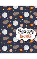 Sketchbook: Cute Space Planet Pattern Sketchbook, 8.5" x 11", 120 Pages, Blank Unlined Paper for Sketching, Drawing, Writing, Journaling & Doodling (Kids Sketch
