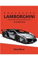 Supercars Lamborghini Veneno Sketchbook: Blank Paper for Drawing, Doodling or Sketching, Writing (Notebook, Journal) White Paper, 100 Durable Blank Pages with No Lines, (8.5 X 11) Large