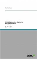 Kritik bekannter deutscher Schreibschriften: (German)