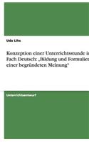 Konzeption einer Unterrichtsstunde im Fach Deutsch