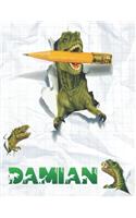 Damian: Personalized Dinosaur Sketchbook For Boys. 8.5"x11" 110 Pages. Doodle, Draw, Sketch, Create, Dino!