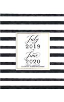 July 2019 to June 2020 Weekly & Monthly Academic Splendid Planner: Classic Modern Black & White Striped 2019-2020 Dated Calendar Organizer with To-Do's, Checklists, Notes and Goal Setting Pages