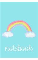 Notebook: Wide Ruled Composition Notebook: Gentle Rainbow & Blue Sky Paperback Cover