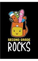 Second Grade Rock: 100 Pages College Ruled Lined Blank Writing Notebook - 6" x 9" Funny Back to School Notebook For Boys and Girls Kids Teachers Students