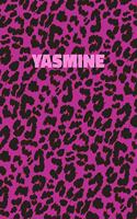 Yasmine: Personalized Pink Leopard Print Notebook (Animal Skin Pattern). College Ruled (Lined) Journal for Notes, Diary, Journaling. Wild Cat Theme Design wi