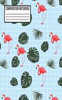 Composition Notebook: Unique Light blue, Green Tropical Flamingo Wide Ruled Blank Lined School Subject, Exercise Book for teachers, girls, kids, teens, students, home, co