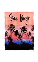 San Diego: California Christmas Notebook With Lined College Ruled Paper For Taking Notes. Stylish Tropical Travel Journal Diary 5 x 8 Inch Soft Cover. For Home