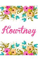 Kourtney: Personalised Notebook/Journal Gift For Women & Girls 100 Pages (White Floral Design)