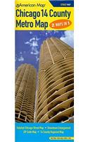 Chicago 14 County Metro Map Street Map