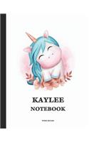 Kaylee Wide Ruled Notebook: Cute Unicorn Personalized Blank Wide Ruled Lined School Notebook / Journal for Girls & Women. School Supplies Birthday & Christmas Gift Writing Stor