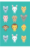 Cute Animal Pack - Blank Lined Notebook