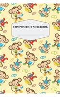 Book Monkey Composition Notebook: Cute Yellow Baby Monkey Notebook for Elementary and Middle School Pretty Brown Monkey Composition Journal for Kids to Write in Beautiful Lined Safar