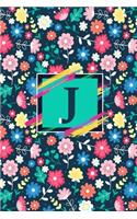 J: Cute Initial Monogram Letter J Notebook. Pretty Personalized Journal & Diary for Writing & Note Taking for Girls and Women - gift, Floral Print: Mon