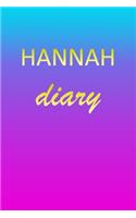 Hannah: Journal Diary - Personalized First Name Personal Writing - Letter H Blue Purple Pink Gold Effect Cover - Daily Diaries for Journalists & Writers - J