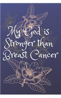 My God is Stronger than Breast Cancer: Religious, Spiritual, Motivational Notebook, Journal, Diary (110 Pages, Blank, 6 x 9)