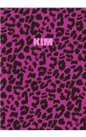 Kim: Personalized Pink Leopard Print Notebook (Animal Skin Pattern). College Ruled (Lined) Journal for Notes, Diary, Journaling. Wild Cat Theme Design wi