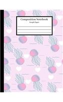 Composition Notebook: Adorable Graph Paper School Journal with 100 Pages Quad Ruled 5x5 and a Cool Black White Jellyfish Pattern Design for Students, Teachers, Adults, Ki