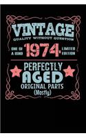 Vintage Quality Without Question One of a Kind 1974 Limited Edition Perfectly Aged Original Parts Mostly: Blank Lined Journal - 6x9 Birthday Journal, 1974 Birthday Gifts