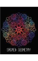 Sacred Geometry: Rainbow Thoughts Mandala Art Journal Cover, Cornell Lined Notebook . Geometric Design for Yoga, Meditation, Dream Diary or Notes for Work or School.