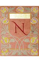 Monogram "N" Sketchbook: Blank Art Pad Notebook Journal(14 Monogram Nouveauthree 150 Sketch)