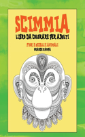 Libro da colorare per adulti - Grande stampa - Fiori e uccelli e Animali - Scimmia