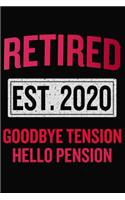 Retired 2020 Goodbye Tension Hello Pension