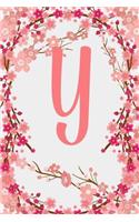 Y: Letter Y Monogram Initials Japanese Cherry Blossom Flowers Floral Notebook & Journal