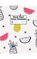 Blank Sheet Music Notebook: Easy Blank Staff Manuscript Book Large 8.5 X 11 Inches Musician Paper Wide 12 Staves Per Page for Piano, Flute, Violin, Guitar, Trumpet, Drums, Cell