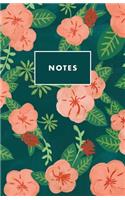 Notes: Hibiscus Peach Tropical Palm Beach Paperback Journal / Diary / Notebook with 100 Lined, Cream-colored Pages for Writing Notes and Hand-Painted Desig