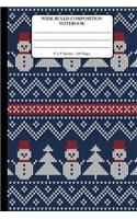 Wide Ruled Composition Notebook 6" x 9". 120 Pages.: Book Cover With Beautiful Winter Holiday Knitted Pattern Background Pattern.