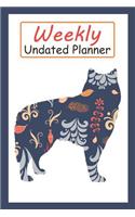 Weekly Undated Planner: 52 Weeks Planner with Blue Flower Alaskan Malamute Dog Pattern and Gratitude Journal Section (Agenda, Organizer, Notes, Goals & to Do Lists)