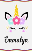 Emmalyn: Personal Notebook Personal Diary Unicorn Notebook Personalized Journal Customized Journal Unicorn Lover Personal Name Notebook