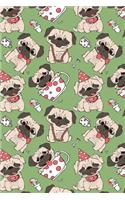 Bullet Journal Notebook Funny Pugs Pattern 12: 112 Page Numbered Graph Style Grid Bullet Journal with Index Pages and Key Pages in Portable 6 X 9 Size.