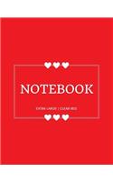 Notebook Extra Large: Clear Red: Notebook 8.5 X 11: Notebook 400 Pages