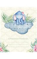 Composition Notebook: Elephant Fashion Wide Ruled Line Paper Legal Ruled Notebook Writing Book For Elementary Grammer Home School Kids