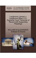 Langhorne (James) V. Langhorne (May) U.S. Supreme Court Transcript of Record with Supporting Pleadings