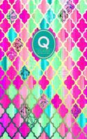 Initial Q Monogram Journal - Dot Grid, Moroccan Pink Green: Soft Cover, Large 8.5 X 11