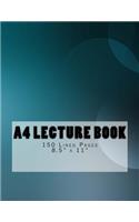 A4 Lecture Book 150 Lined Pages 8.5 x 11: Blue Design