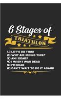 6 stages of triathlon: 6x9 Triathlon - blank with numbers paper - notebook - notes