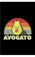 Avogato, Retro Cat Avocado, Cinco De Mayo: Notebook Blank Lined Ruled 6x9, 120 Pages
