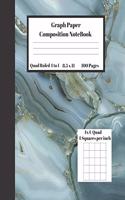 Graph Composition Notebook 4 Squares per inch 4x4 Quad Ruled 4 to 1 / 8.5 x 11 100 Pages: Cute Texture Marble Gift Notepad / Grid Squared Paper Back To School Gift Notebook For Math Teens Science Adults Students Programmers note taking an
