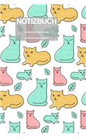 Notizbuch A5 Muster Zeichnung Katzen Katze Cat Cats Love Herbst Blätter