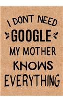 I Don't Need Google My Mother Knows Everything: Journal, Diary, Inspirational Lined Writing Notebook - Funny Mother birthday gifts ideas - humorous gag gift for women