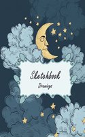 Sketchbook Drawings: Happy Moon Cover, A Journal With Blank Paper For Drawing, Sketching, Doodling, Journal Writing And Notes 120 Pages 8.5" x 11"