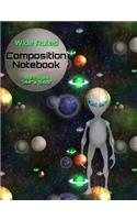 Composition Notebook: Space Alien-Planet Design, Elementary-Middle School Supplies Book, 100 pages, 7.44x 9.69 inches